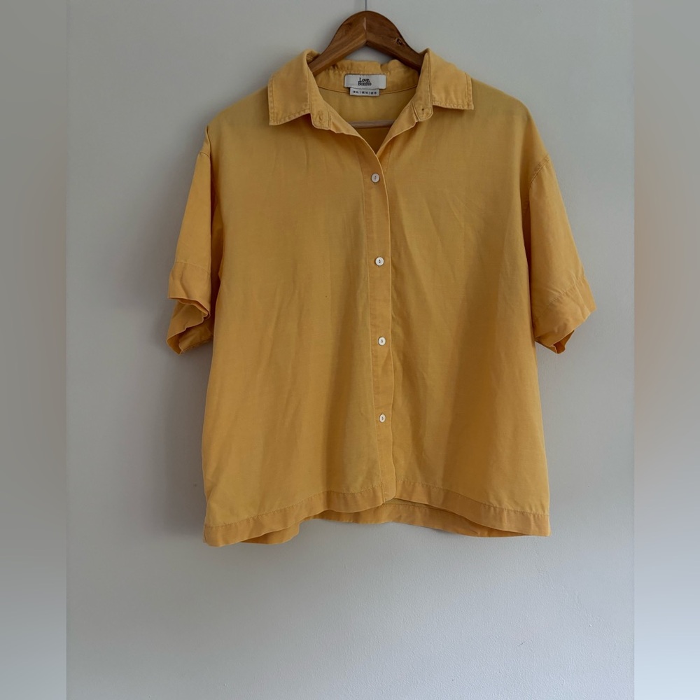 Love Bonito Yellow Linen Blend Boxy Short Sleeve Blouse | XL